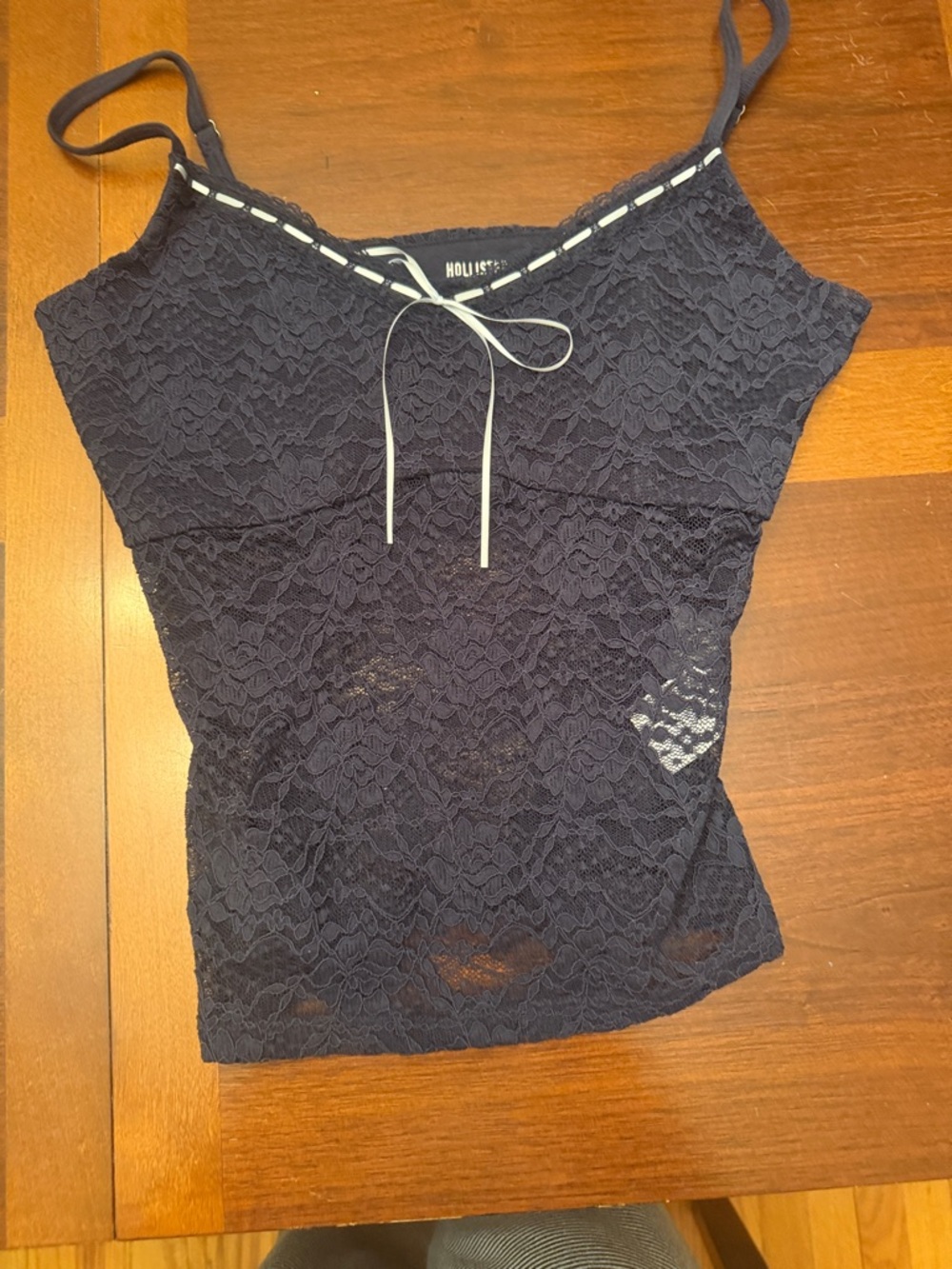 Hollister Navy Lace Cami with Contrast Tie
